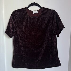 TR Bentley Velvet Short Sleeve Top - Deep Brown
